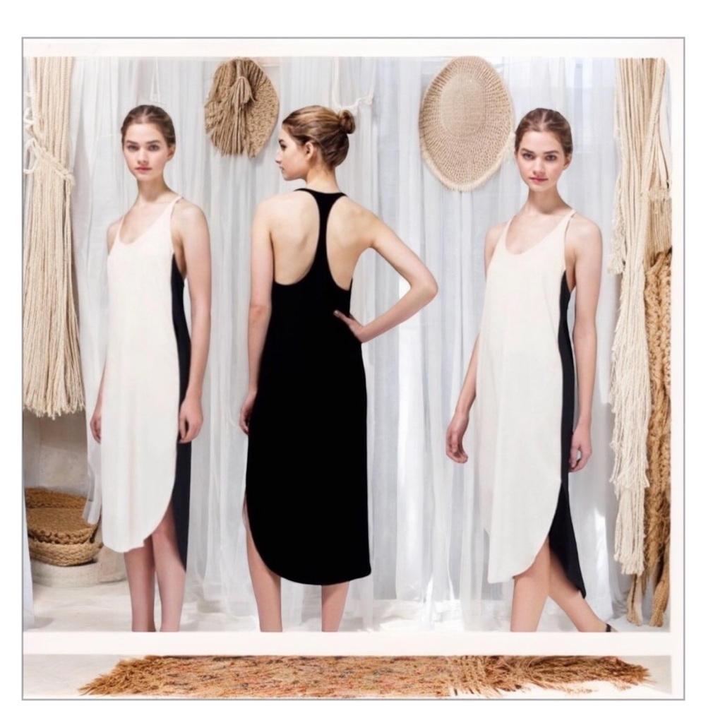 Aritzia Wilfred Colonne Dress SZ XS EUC -No Flaws BlackWhite Double Sided MIDI🖤​ - Picture 2 of 11